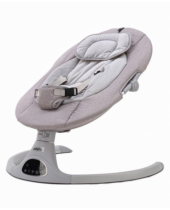 Babyhug Electric Rocker with Mosquito Net - Blue| Baby Swing Cradle with Remote| 6 Speed Levels| Safety Harness| Built-in Music with Volume Control| Off Timer| Silent Operation| Remote Control