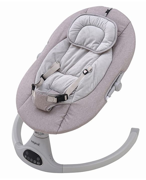Babyhug Electric Rocker with Mosquito Net - Blue| Baby Swing Cradle with Remote| 6 Speed Levels| Safety Harness| Built-in Music with Volume Control| Off Timer| Silent Operation| Remote Control
