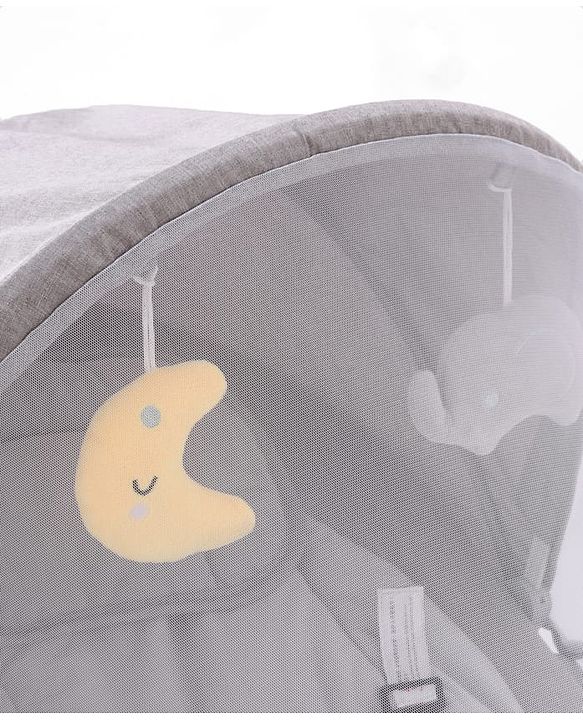Babyhug Electric Rocker with Mosquito Net - Blue| Baby Swing Cradle with Remote| 6 Speed Levels| Safety Harness| Built-in Music with Volume Control| Off Timer| Silent Operation| Remote Control