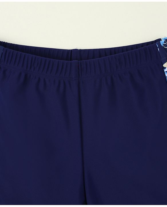 Pine Active Sea Life Printed Swimming Trunk & Cap - Navy Blue