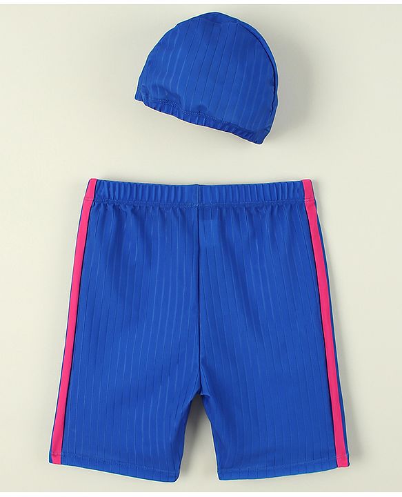 Pine Active Solid Swimming Trunk With Cap - Blue