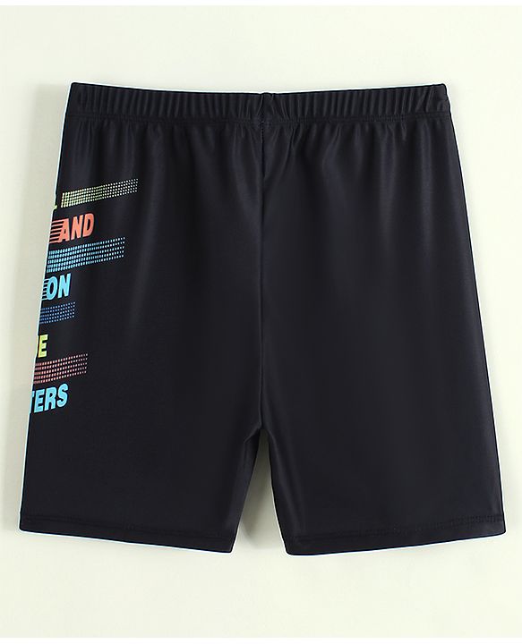 Pine Kids Swimming Trunks with Text Print - Black