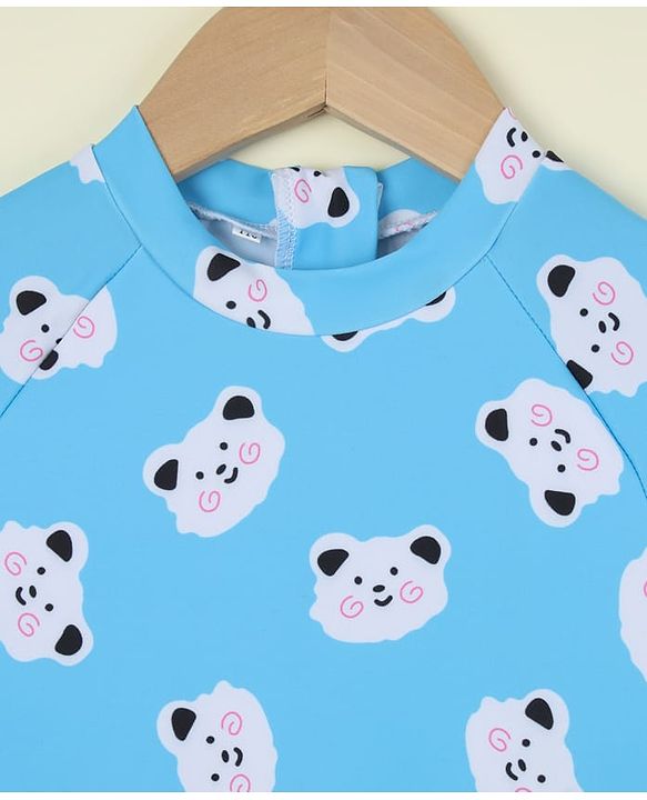 Babyhug Raglan Half Sleeves Animal Printed Legged Swimsuit - Yellow