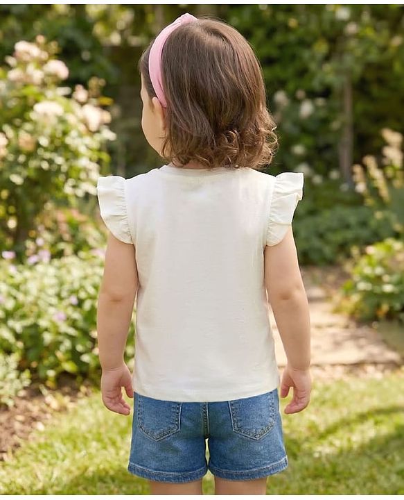 Babyhug Cotton Knit Half Sleeves T-Shirt With Sequin Detailing & Bow Applique - Multicolor