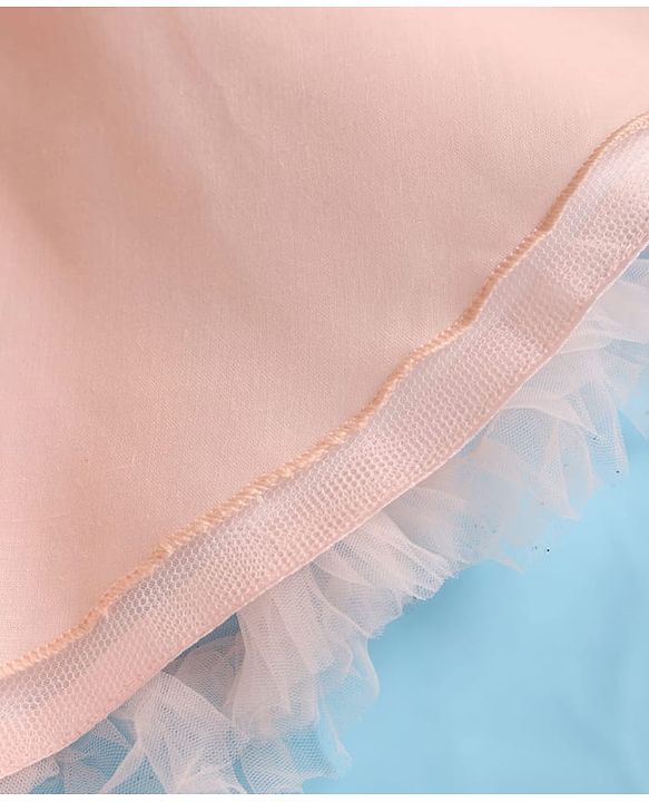 Babyhug Woven Sleeveless 5 Layer Party Dress with Sequin Detailing - Peach
