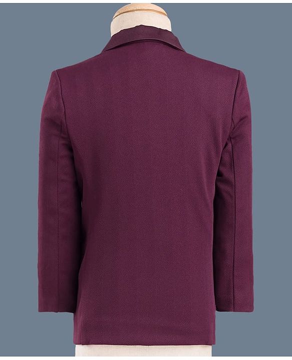 Babyhug Knit Full Sleeves Stretchable Solid 3 Piece Party Suit With Bow -Wine