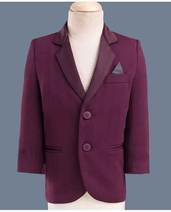 Babyhug Knit Full Sleeves Stretchable Solid 3 Piece Party Suit With Bow -Wine