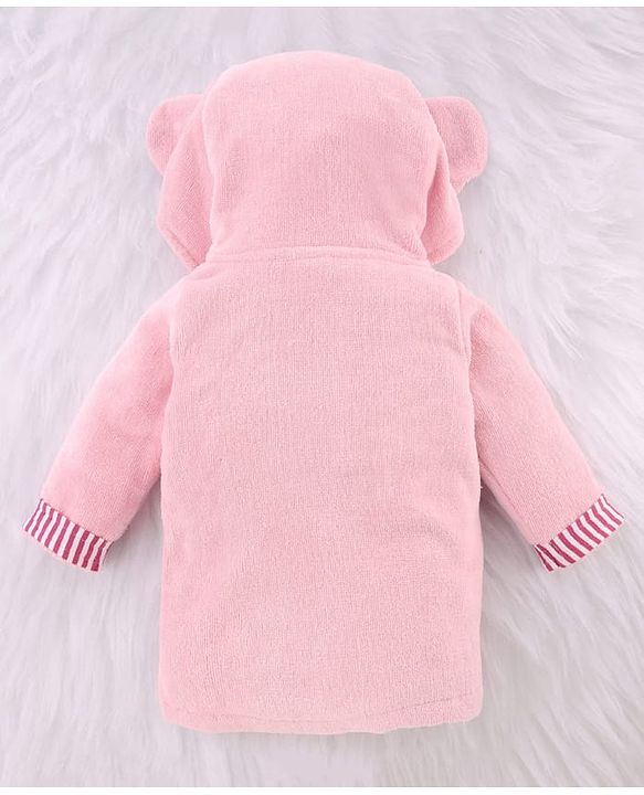 Babyhug Terry Woven Full Sleeves Elephant Hooded Bath Robe - Grey