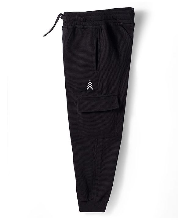 Pine Kids Knit Full Length Solid Colour Lounge Pant - Black