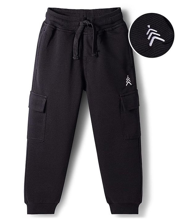 Pine Kids Knit Full Length Solid Colour Lounge Pant - Black