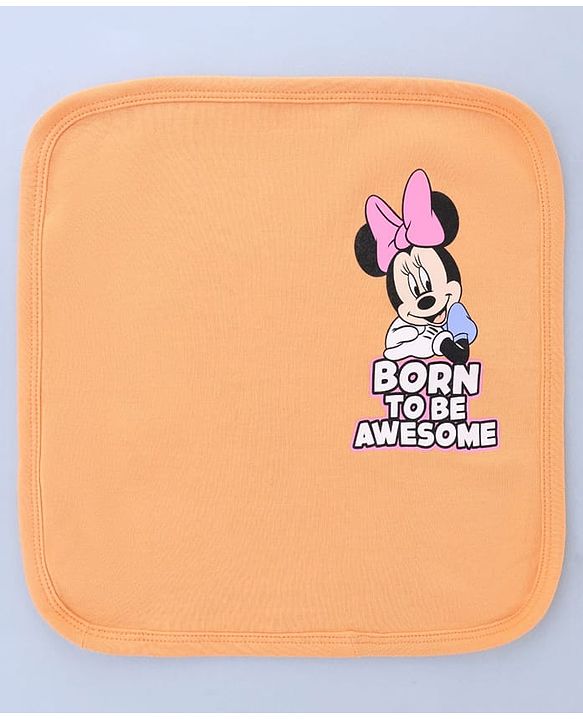 Babyhug Disney Interlock Knit Hand & Face Towels with Minnie Mouse Graphic Pack of 3 L 29 x B 29 cm - Multicolor