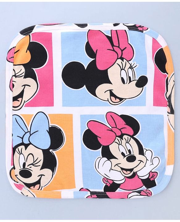 Babyhug Disney Interlock Knit Hand & Face Towels with Minnie Mouse Graphic Pack of 3 L 29 x B 29 cm - Multicolor