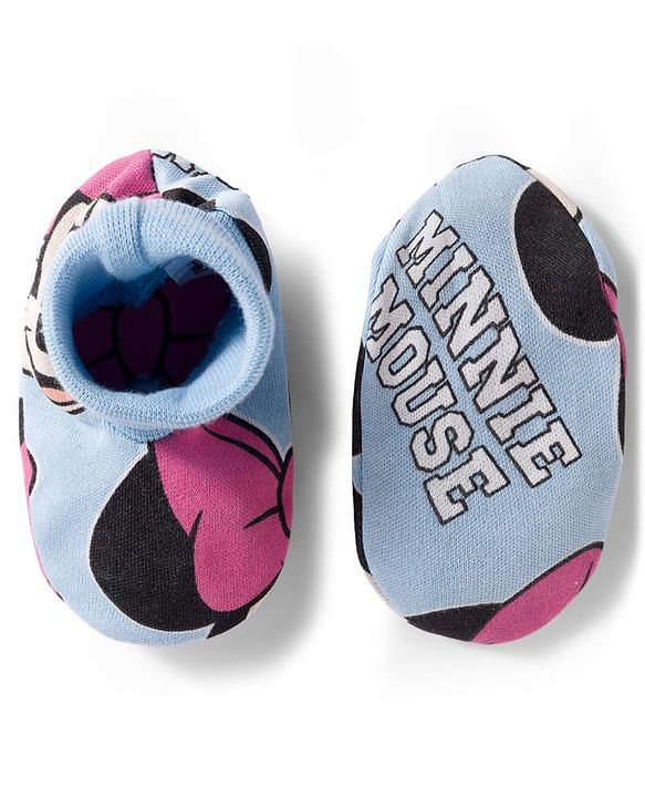 Babyhug Disney Cap, Mittens & Booties Set with Miniie Mouse & Family Print Multicolour - Diameter 9 cm