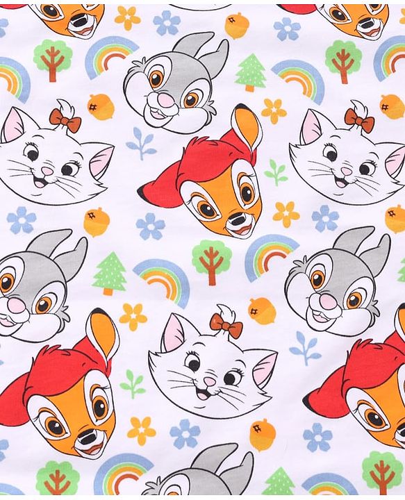 Babyhug Disney 100% Cotton Knit Hooded Towel With Disney Marie Graphics L 76 x B 76 cm - White