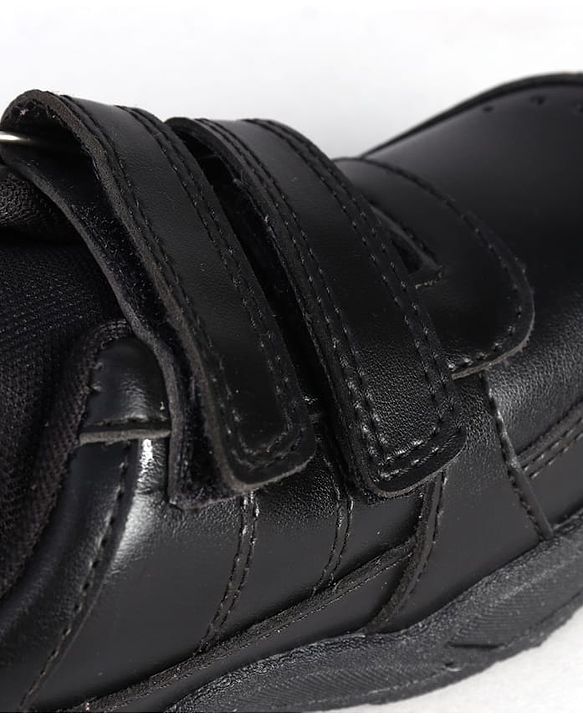 Pine Kids Velcro Closure Solid Colour School Shoes -Black