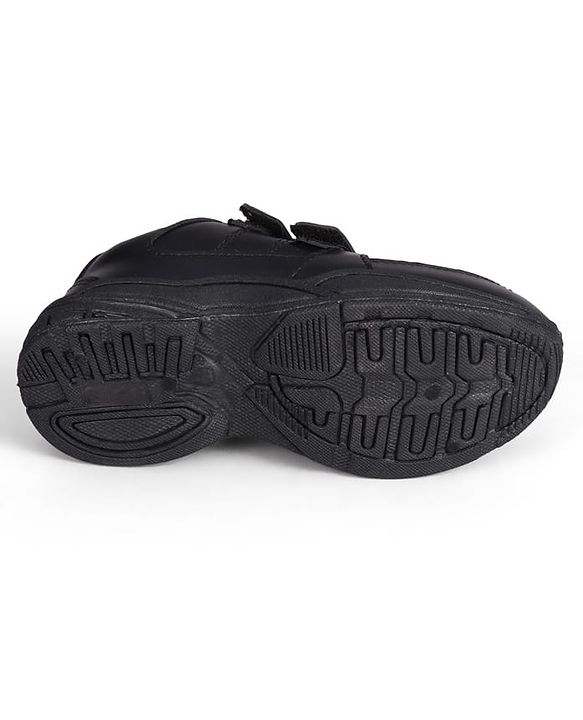 Pine Kids Velcro Closure Solid Colour School Shoes -Black