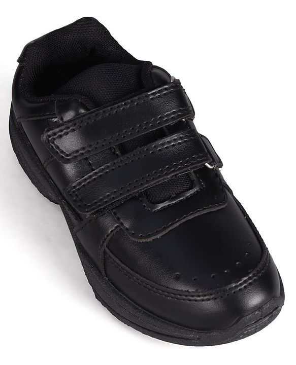 Pine Kids Velcro Closure Solid Colour School Shoes -Black