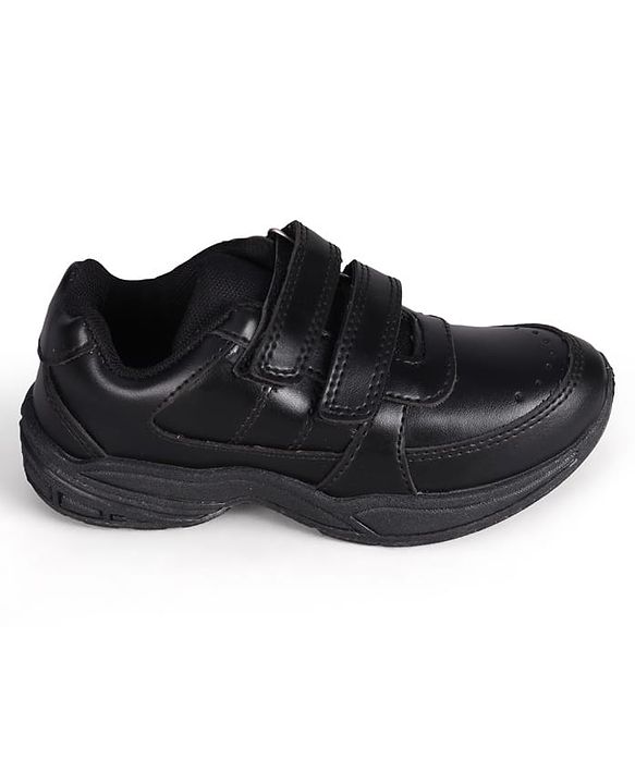 Pine Kids Velcro Closure Solid Colour School Shoes -Black