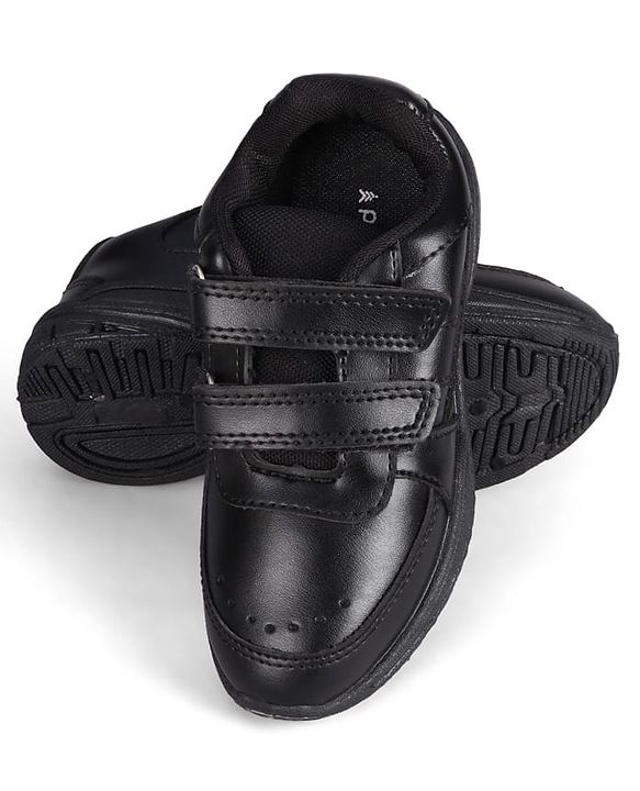 Pine Kids Velcro Closure Solid Colour School Shoes -Black