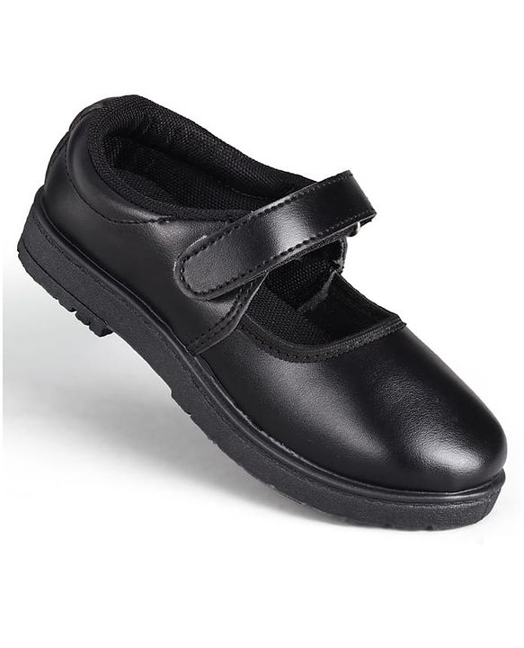 Pine Kids Velcro Closure Solid Colour School Shoes - Black