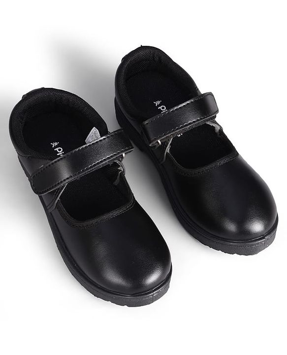 Pine Kids Velcro Closure Solid Colour School Shoes - Black
