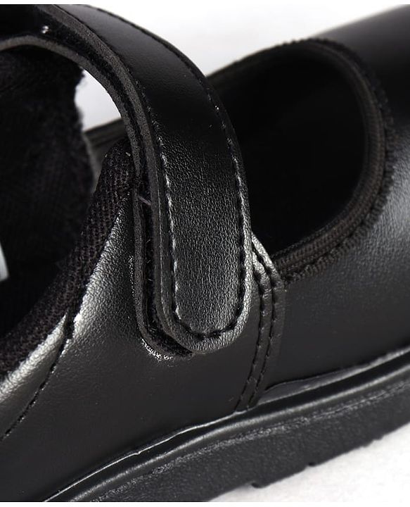 Pine Kids Velcro Closure Solid Colour School Shoes - Black