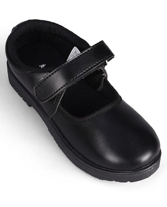 Pine Kids Velcro Closure Solid Colour School Shoes - Black