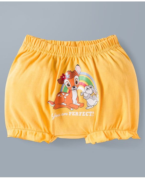 Babyhug Disney Lycra Knit Bloomers with Marie Graphic Pack of 3 - White Red & Yellow