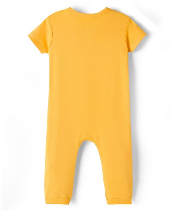 Babyhug Disney Interlock Knit Half Sleeves Romper With Marie Graphics - Yellow