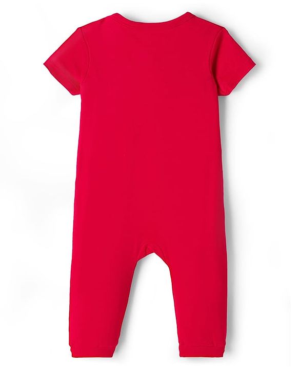 Babyhug Disney Interlock Knit Half Sleeves Romper With Marie Graphics - Red