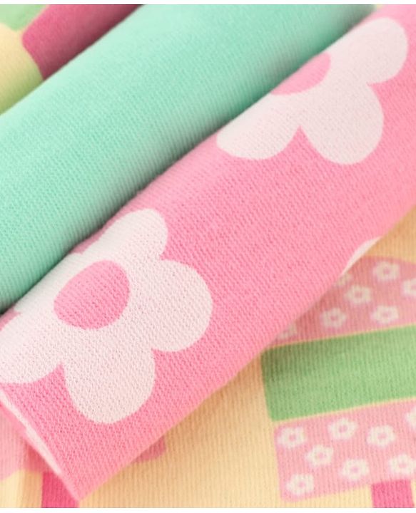 Babyhug Terry Knit Face & Hand Towel With Floral Print Pack Of 6 L 24 x B 24 cm- Multicolour