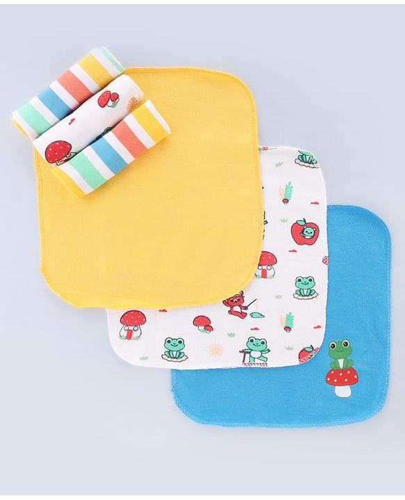 Babyhug Terry Knit Hand & Face Towel Set With Animal Design Pack Of 6 L 24 x B 24 cm - Multicolour