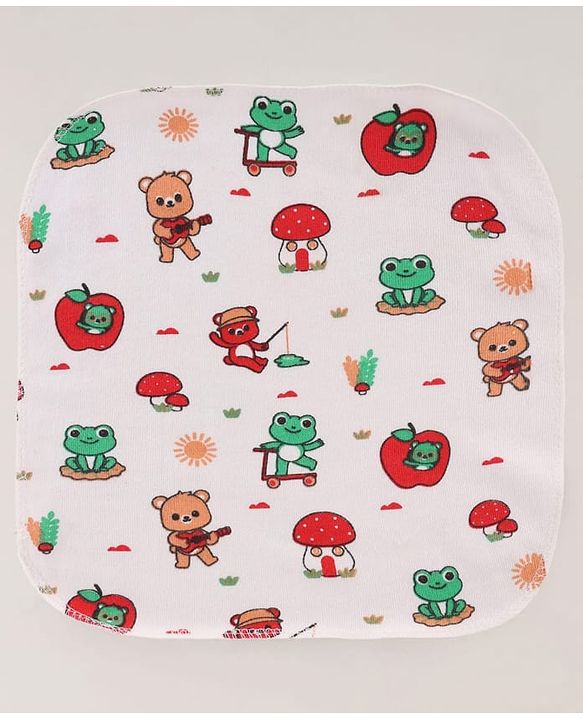 Babyhug Terry Knit Hand & Face Towel Set With Animal Design Pack Of 6 L 24 x B 24 cm - Multicolour