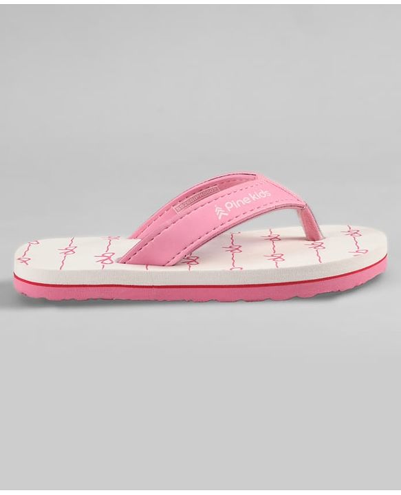 Pine Kids Slip On Bow Printed  Flip Flops - Pink