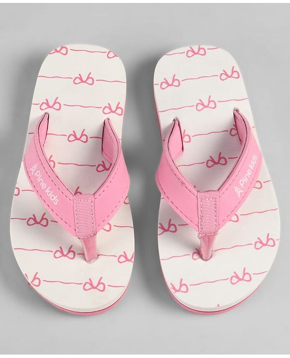 Pine Kids Slip On Bow Printed  Flip Flops - Pink