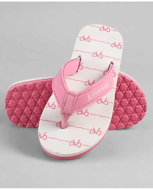 Pine Kids Slip On Bow Printed  Flip Flops - Pink