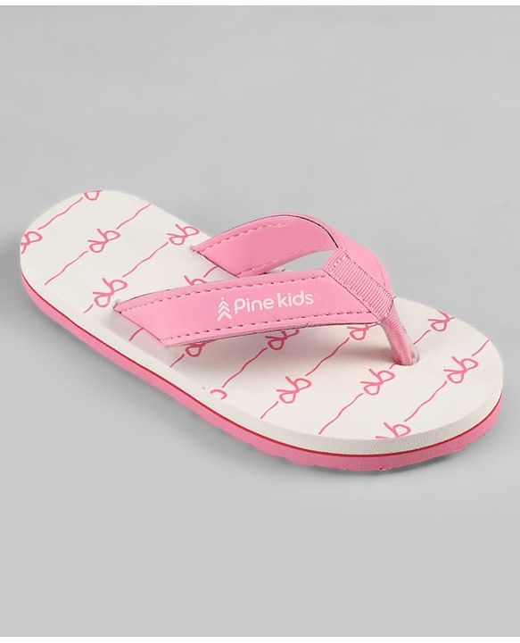 Pine Kids Slip On Bow Printed  Flip Flops - Pink
