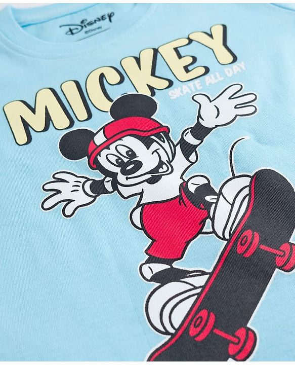 Babyhug Disney 100% Cotton Knit Half Sleeves T-Shirts With Mickey & Friends Graphic Pack of 2 - Multicolour