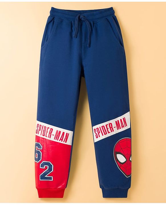 Pine Kids Marvel Terry Knit Drop Shoulder Full Sleeves T-Shirt & Lounge Pant Set with Spiderman Graphic - Multicolor