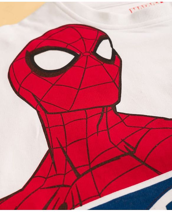 Pine Kids Marvel Terry Knit Drop Shoulder Full Sleeves T-Shirt & Lounge Pant Set with Spiderman Graphic - Multicolor