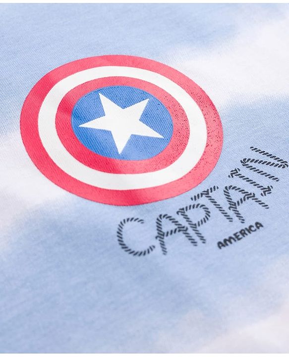 Pine Kids Disney Single Jersey Knit Drop Shoulder Half Sleeves Tie & Dye T-Shirt with Avengers Front & Back Print - Blue