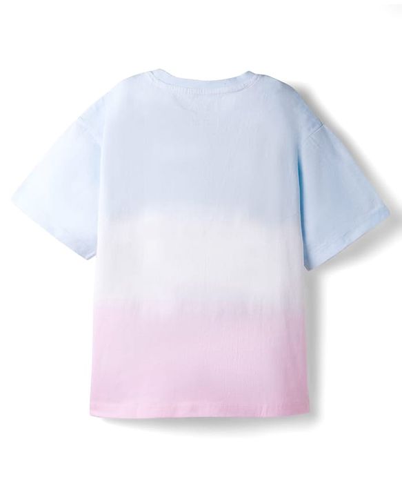 Pine Kids Disney 100% Cotton Knit Half Sleeves Drop Shoulder T-Shirt With Lilo & Stitch Graphics - Multicolour