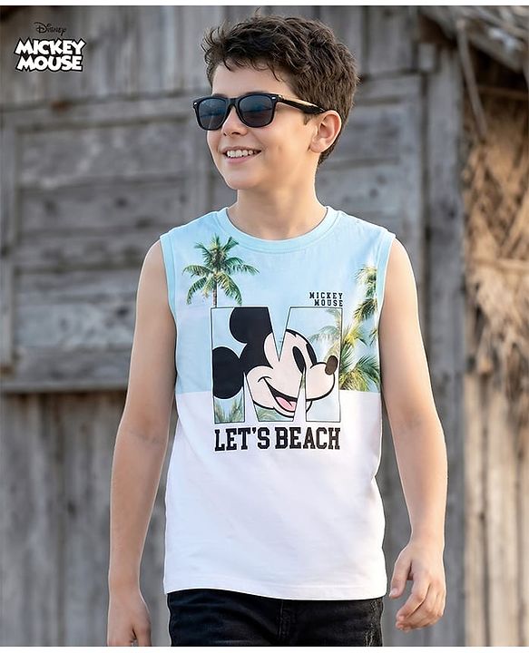 Pine Kids Disney Single Jersey Knit Sleeveless Tank T-Shirt with Mickey Mouse Graphic - Multicolor