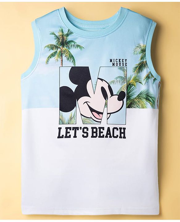 Pine Kids Disney Single Jersey Knit Sleeveless Tank T-Shirt with Mickey Mouse Graphic - Multicolor