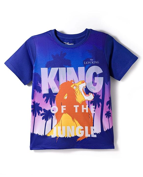 Pine Kids Disney Single Jersey Knit Half Sleeves T-Shirt With Lion King Graphics - Blue