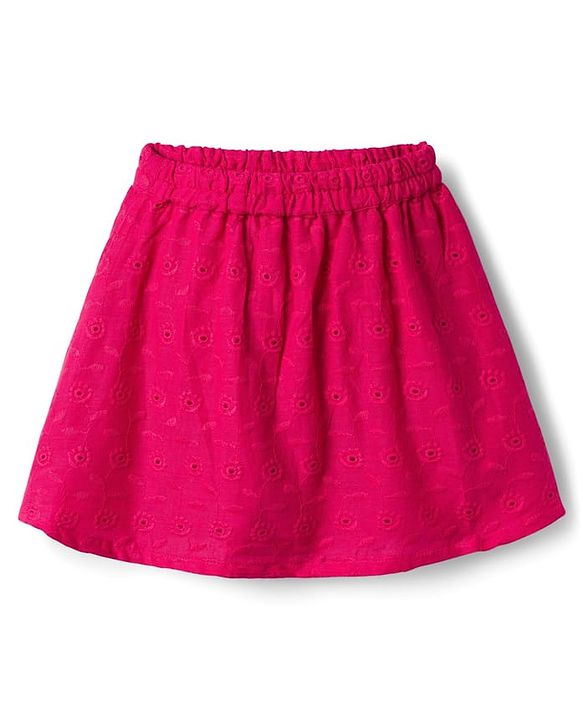 Babyhug Cotton Woven Half Sleeves Top & Mid Thigh Skirt Set - Fuchsia