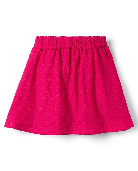 Babyhug Cotton Woven Half Sleeves Top & Mid Thigh Skirt Set - Fuchsia