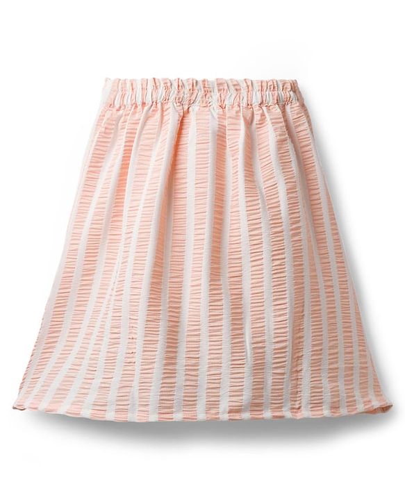 Babyhug Cotton Woven Half Sleeves Co-ords Top & Skirt Set with Stripes & Bow Applique - Orange