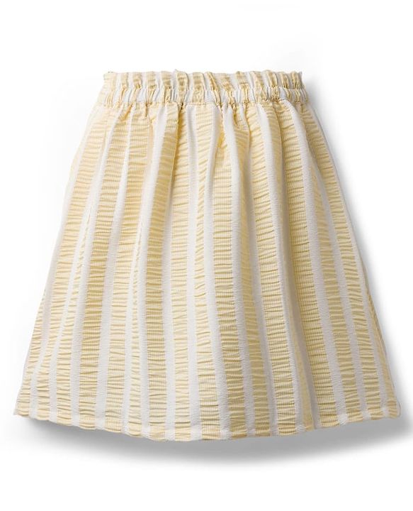 Babyhug Cotton Woven Half Sleeves Co-ords Top & Skirt Set with Stripes & Bow Applique - Yellow