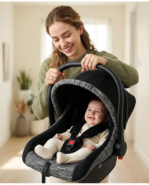 Babyhug Cloud Cradle 3-in-1 Baby Carry Cot  Black| Rocker & Baby Seat| Safety Harness| Adjustable Canopy| Lightweight Portable Design| Removable & Washable Cover| 015 Months